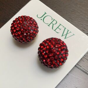 New with Tags J. Crew Crystal Ball Earrings, Red